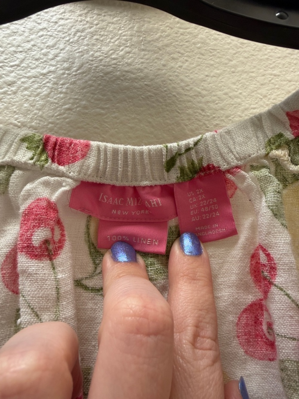 Isaac Mizrahi 100% Linen Summer Top Strawberry Cherry Lemon Fruit 2X - Picture 2 of 4